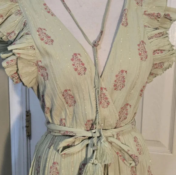 NEW A Loves A Floral V-Neck Ruffled Sleeve Tiered Maxi Dress XS - Picture 6 of 14